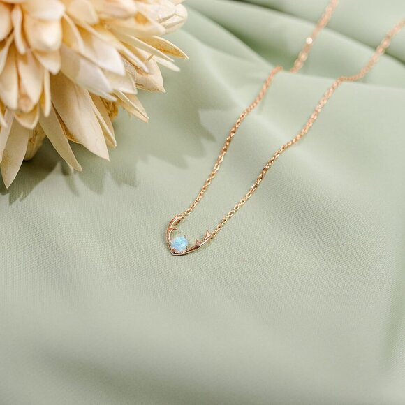 PAVOI 14K Gold Plated Created Opal Necklace Opal Necklaces for Women - Picture 6 of 7